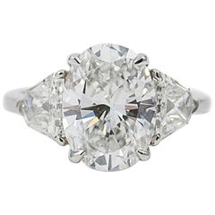 GIA Certified 3.00 Carat F VVS2 Oval Cut Diamond Engagement Ring by J. Birnbach