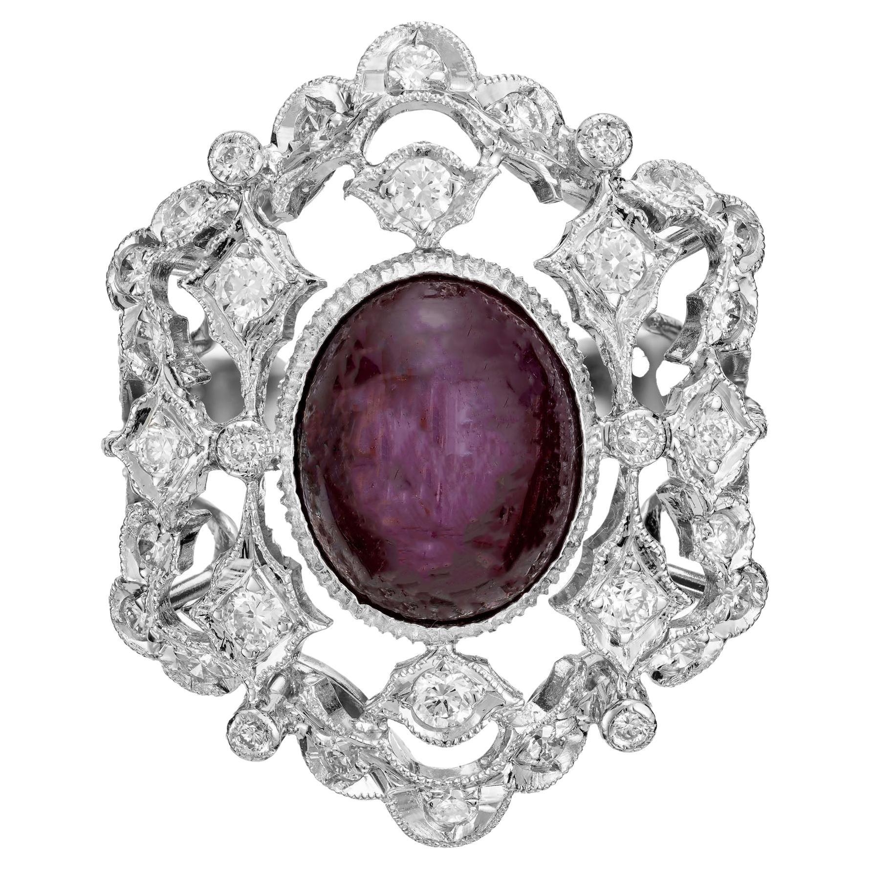 GIA-zertifizierter 3,00 Karat natürlicher lila Stern Rubin Diamant Gold Cocktail-Ring