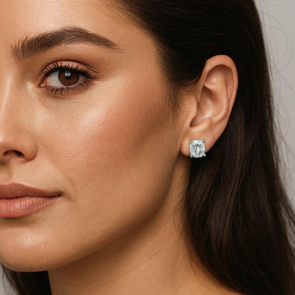 GIA-zertifizierte 3,00 Karat Diamanten im Minenschliff Ohrstecker (Art déco) im Angebot