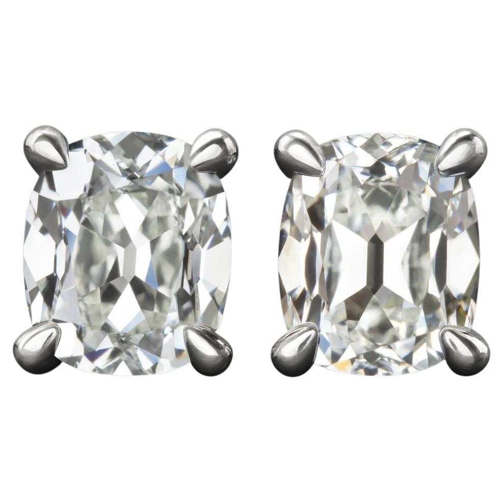 Orecchini con diamante taglio Old Mine certificati GIA da 3,00 carati