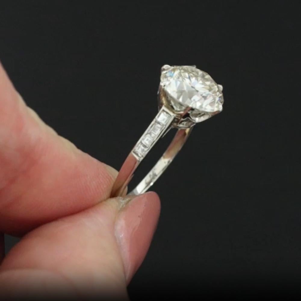 Old European Cut GIA Certified 3.00 Carat Old Transitional Cut Diamond Engagement Ring Platinum For Sale