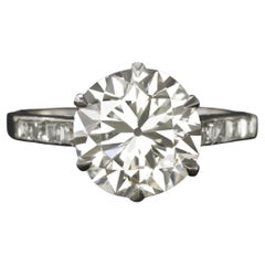 Platin-Verlobungsring mit GIA-zertifiziertem 3,00 Karat Diamant im Alten Übergangsschliff