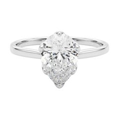 GIA Certified 3.00 Carat Pear Solitaire Tulip Rose Platinum Diamond Ring