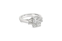 GIA Certified 3.00 Carats Radiant Cut Diamond Three-Stone Engagement Ring