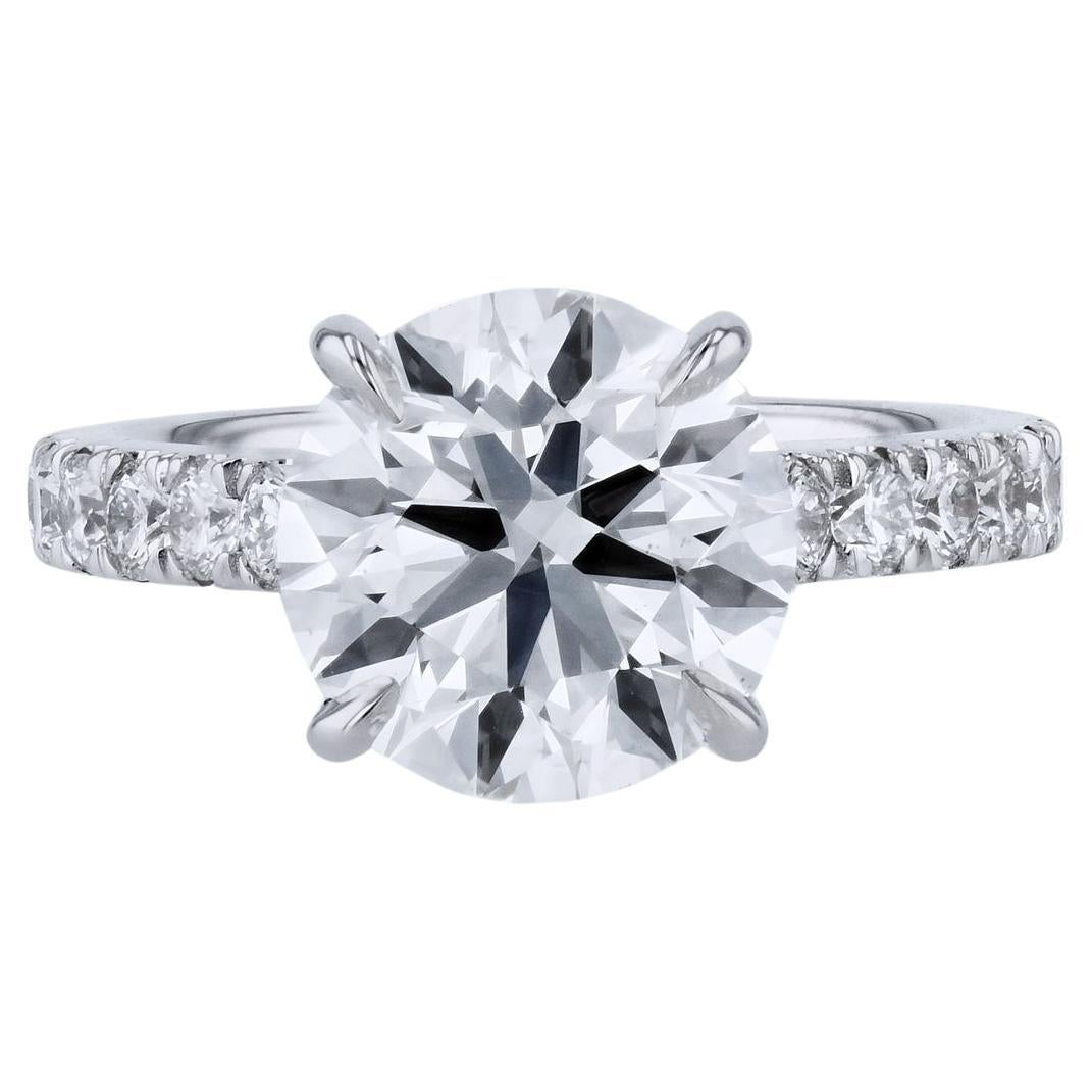 GIA Certified 3.00 Carat Solitaire Diamond White Gold Estate Ring For Sale
