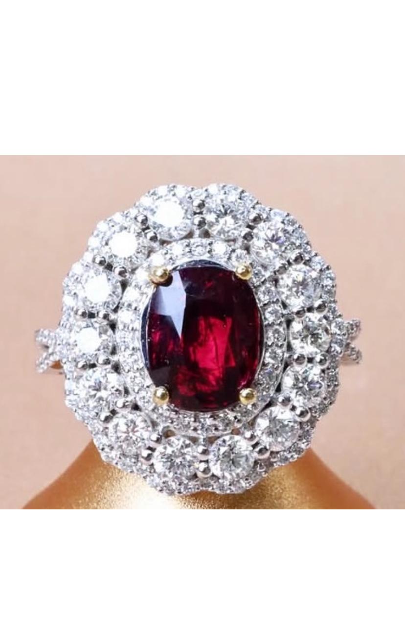 GIA Certified 3.00 Carat Untreated Madagascar Ruby (Rubis de Madagascar non traité)  Bague en or avec 2,50 ct de diamants en vente 2