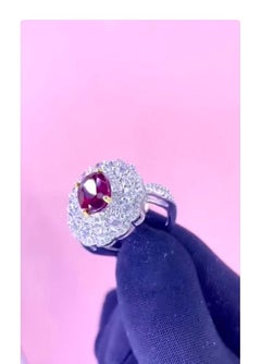 GIA Certified 3.00 Carat Untreated Madagascar Ruby  2.50 Ct Diamonds Gold Ring