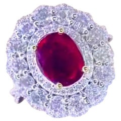 GIA Certified 3.00 Carat Untreated Madagascar Ruby  2.50 Ct Diamonds Gold Ring