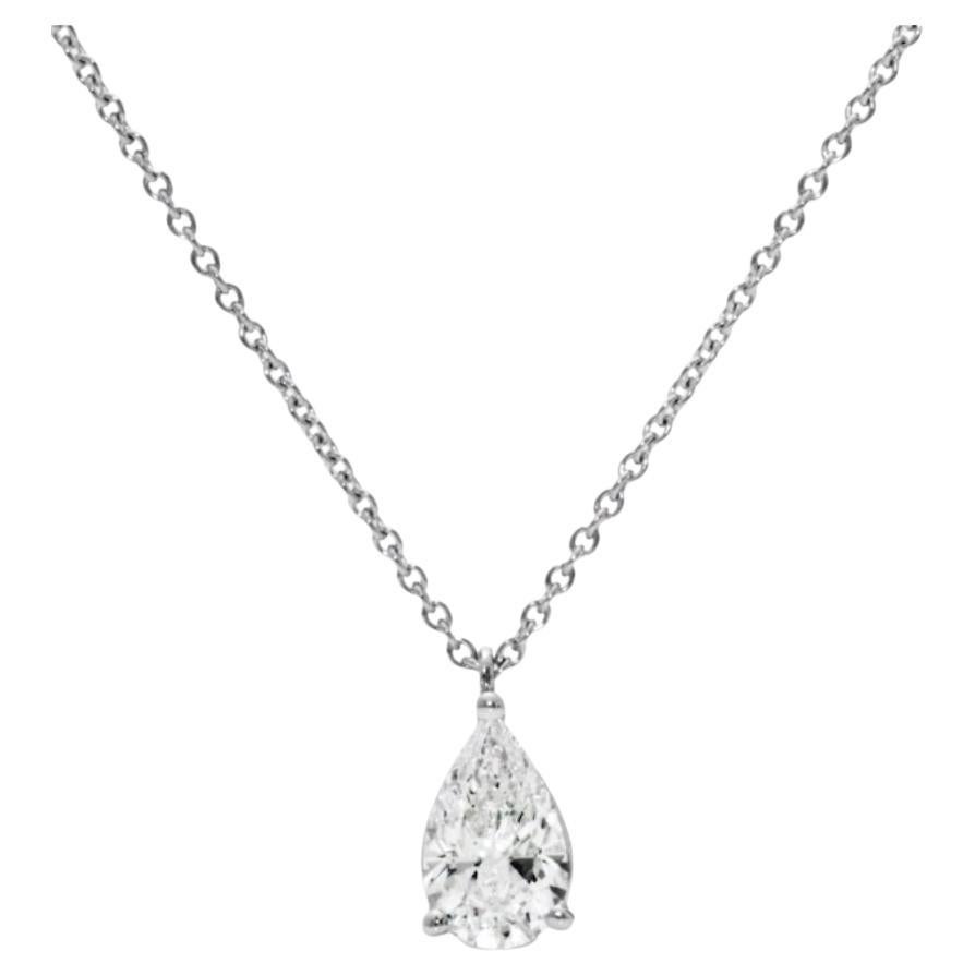 GIA Certified 3.00 Carats D/VS1 Pear Shape Diamond 18K Gold Pendant