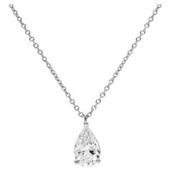 GIA Certified 3.00 Carats D/VS1 Pear Shape Diamond 18K Gold Pendant