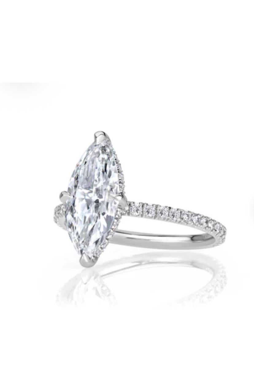 GIA Certificado 3,00 Quilates D/VS2 Diamantes en Forma de Marquesa Anillo Solitario de Oro de 18K en Nuevo estado para la venta en Massafra, IT
