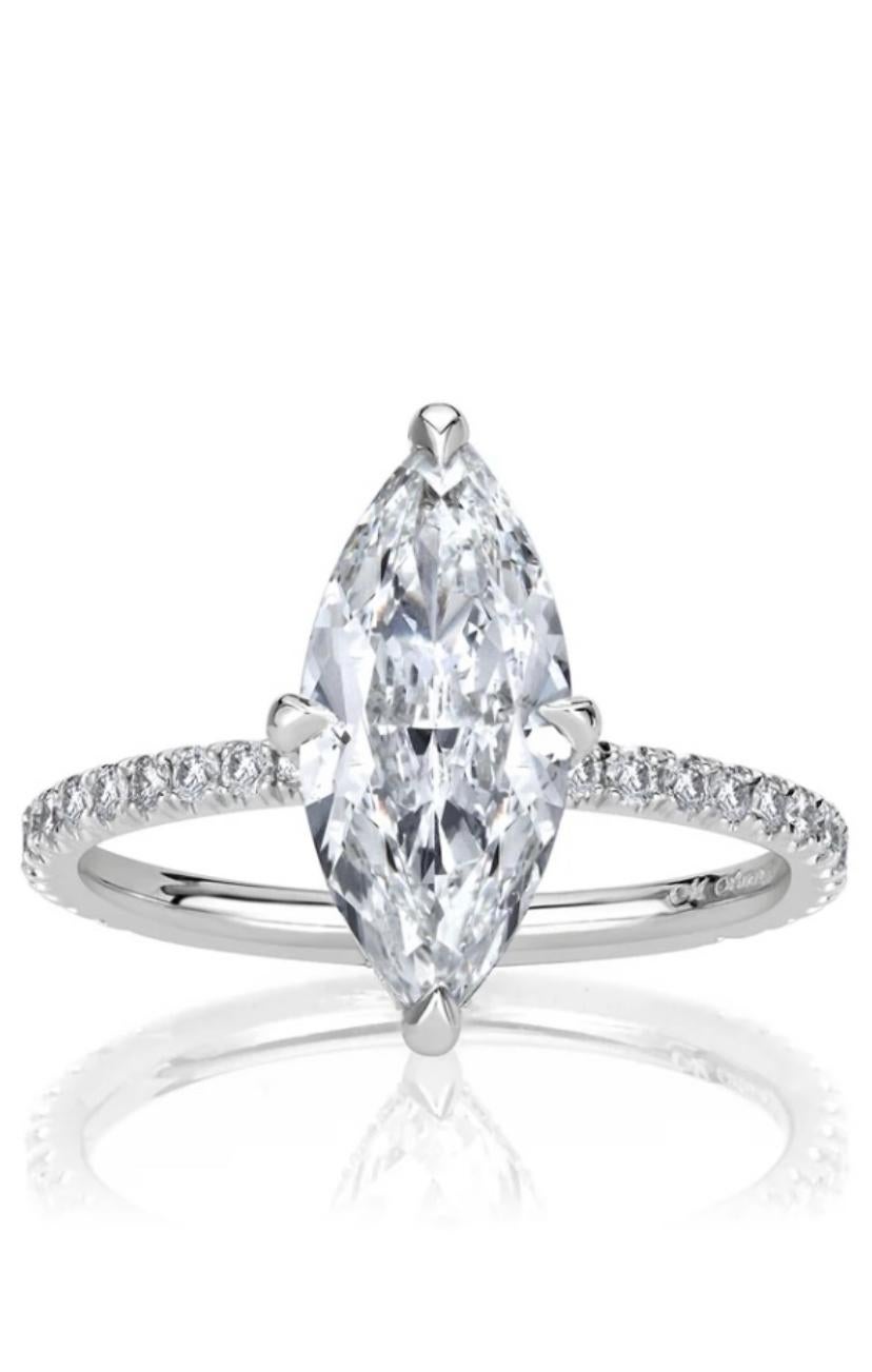 GIA Certificado 3,00 Quilates D/VS2 Diamantes en Forma de Marquesa Anillo Solitario de Oro de 18K en venta 1