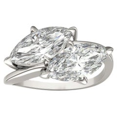 GIA Certified 3.00 Carats E VVS1 Marquise Bypass Toi Et Moi Ring 18K White Gold