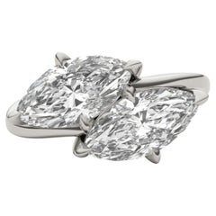 Anello GIA certificato 3,00 Carati E VVS1 Marquise Bypass Toi Et Moi in oro bianco 18K