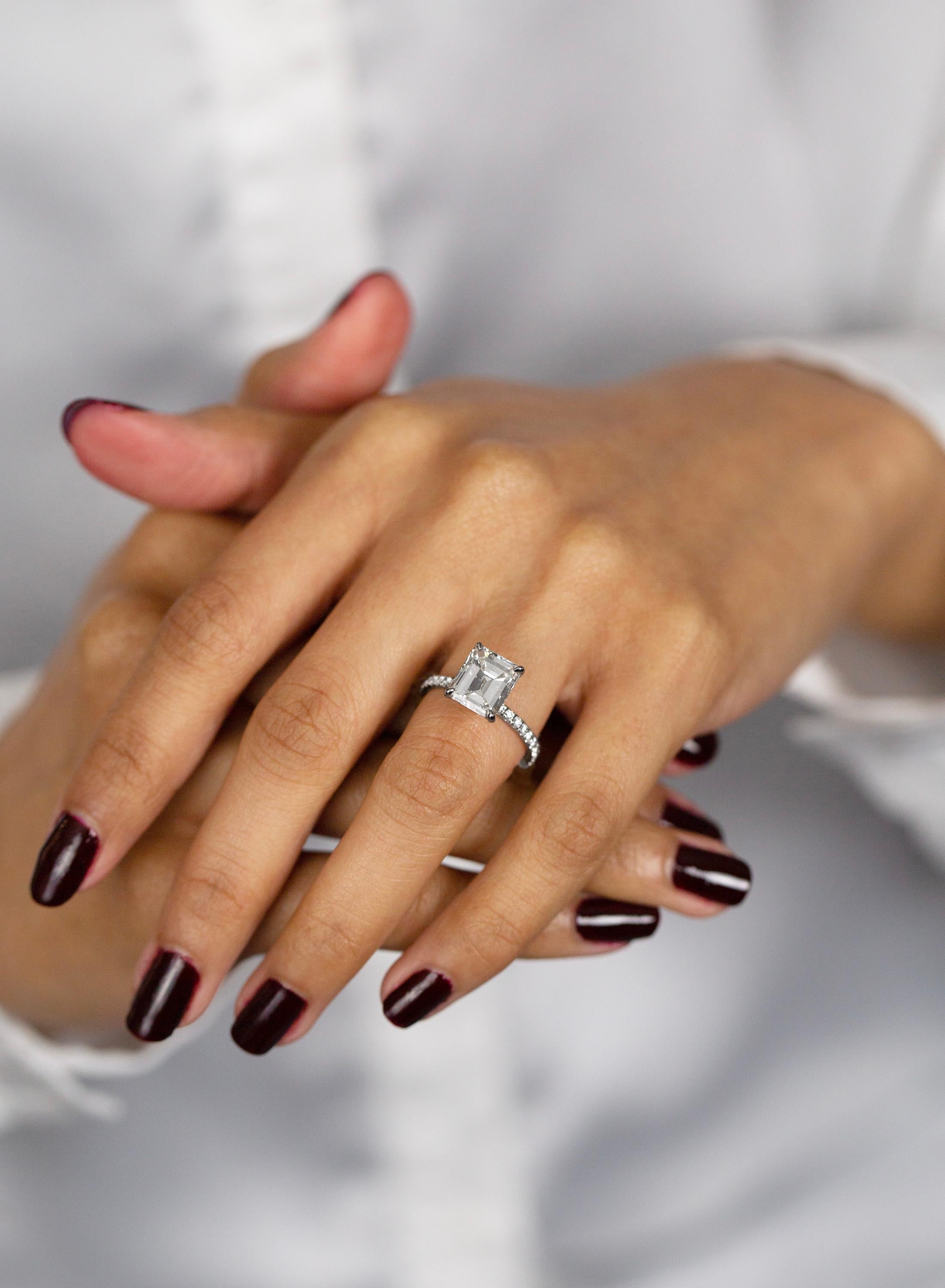 emerald cut pave engagement rings