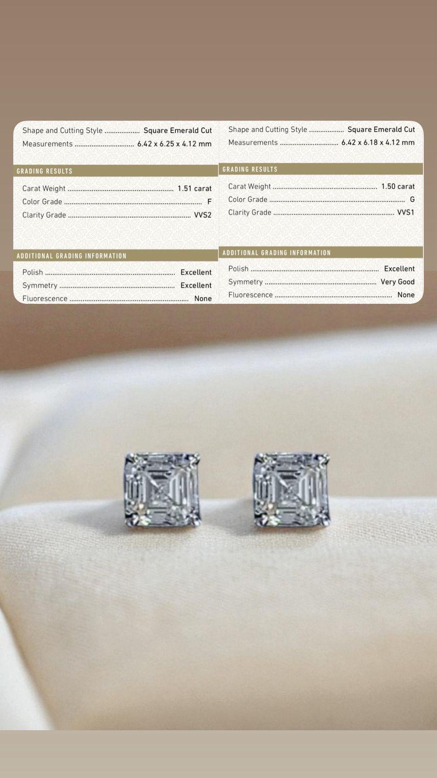 Orecchini in oro 18K con diamanti F-G/VVS1-VVS2 certificati GIA 3,00 carati In condizioni Nuovo in vendita a Massafra, IT