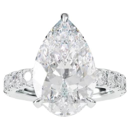 GIA Certified 3.00 Carats F/VS1 Pear Shape Diamond 18K Gold Solitaire Ring For Sale