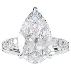 GIA Certified 3.00 Carats F/VS1 Pear Shape Diamond 18K Gold Solitaire Ring
