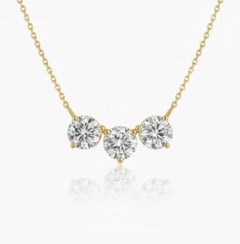 Collar de oro de 18 quilates con diamantes redondos en forma brillante F/VS1 certificados por GIA de 3,00 quilates