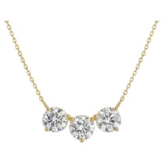 Collar de oro de 18 quilates con diamantes redondos en forma brillante F/VS1 certificados por GIA de 3,00 quilates