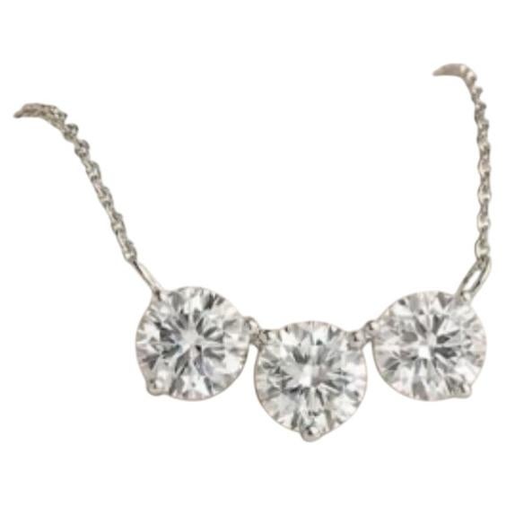 GIA zertifiziert 3,00 Karat F/VS1 Runde Diamanten in Brillantform 18K Gold Halskette