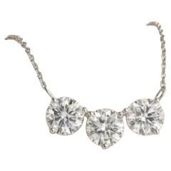 GIA Certified 3.00 Carats F/VS1 Round Brillant Shape Diamonds 18K Gold Necklace
