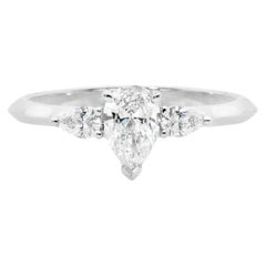 GIA Certified 3.00 Carats F VVS1 Pear Diamonds Three-Stone Ring 18K White Gold