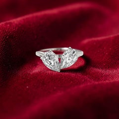 GIA Certified 3.00 Carats F VVS1 Pear Diamonds Toi Et Moi Ring in 18K White Gold