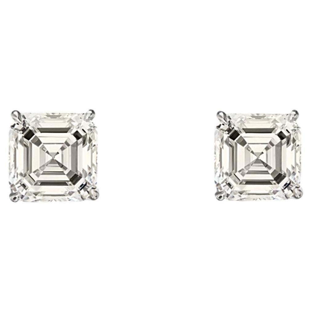 GIA Certified 3.00 Carats F VVS2 Square Emerald Diamond Stud Earrings 18K Gold