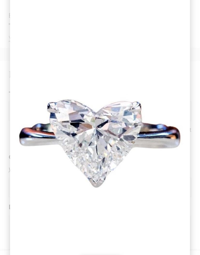 Women's GIA Certified 3.00 Carats FLAWLESS clarity D color Heart Shape Diamond Gold Ring For Sale