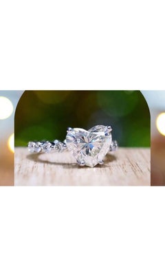 GIA Certified 3.00 Carats Flawless Clarity D Color Heart Shape Diamond Ring