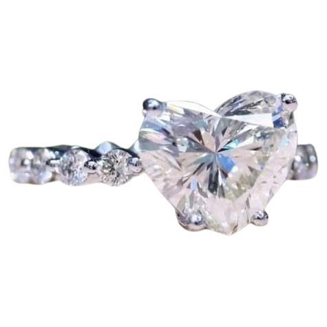 Anello con diamante a forma di cuore da 3,00 carati certificato GIA, purezza impeccabile, colore D. A. in vendita