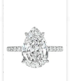 GIA Certified 3.00 Carats FLAWLESS/ D Pear Shape Diamond 18K Gold Solitaire Ring