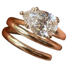 GIA Certified 3.00 Carats G SI1 Pear Diamond Spiral Ring in 18K Yellow Gold