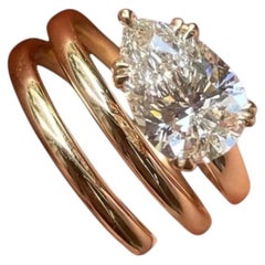 GIA Certified 3.00 Carats G SI1 Pear Diamond Spiral Ring in 18K Yellow Gold