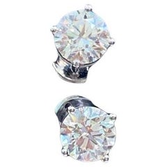 GIA Certified 3.00 Carats G/VVS1 Round Brillant Shape Diamonds 18K Gold Earrings
