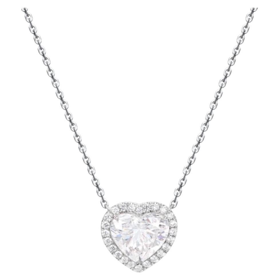 GIA Certified 3.00 Carats Natural Diamond  18K Gold Necklace  For Sale