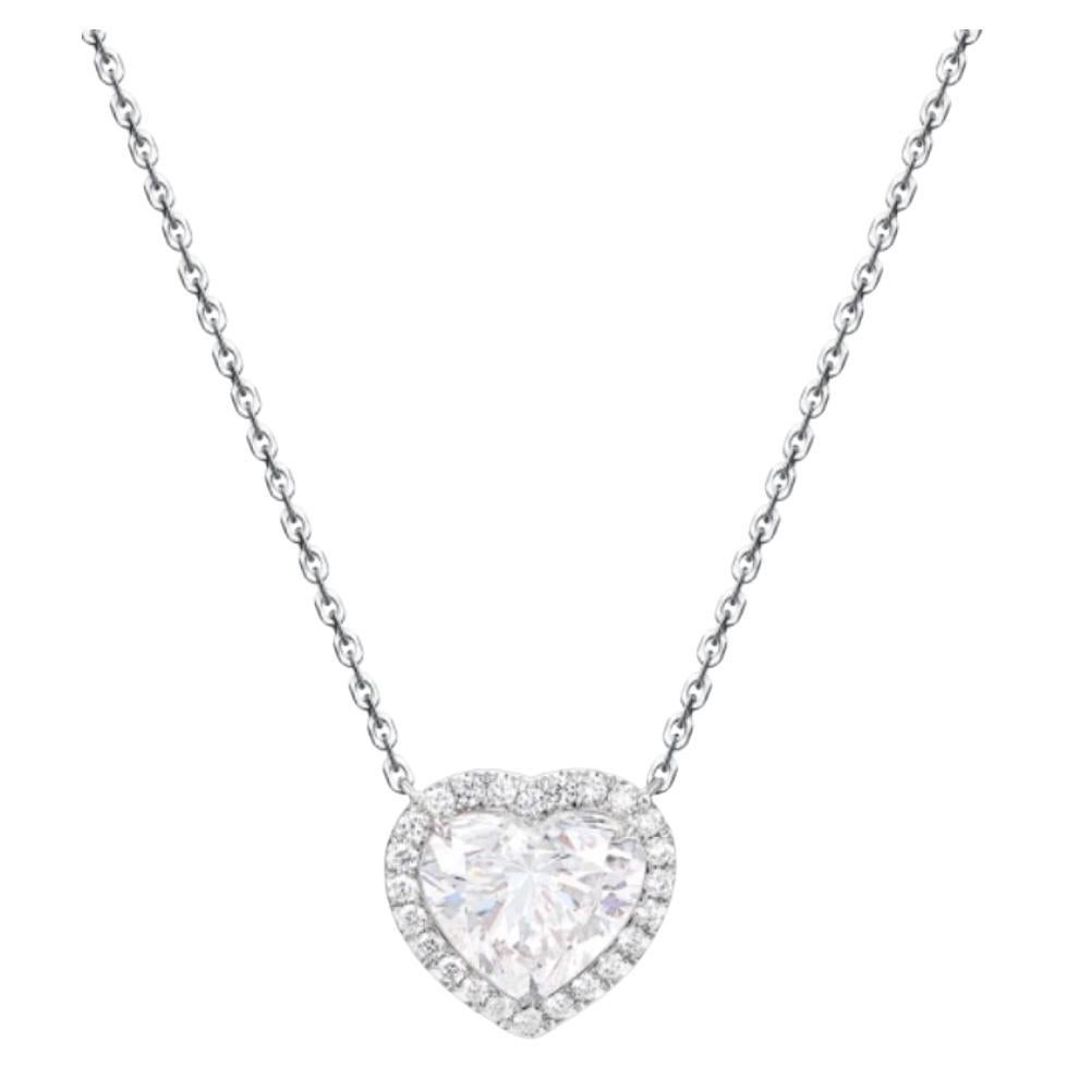 GIA Certified 3.00 Carats Natural Diamond  18K Gold Necklace 