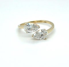 GIA Certified 3.00 Carats Pear Shape Diamonds 18K Gold Ring