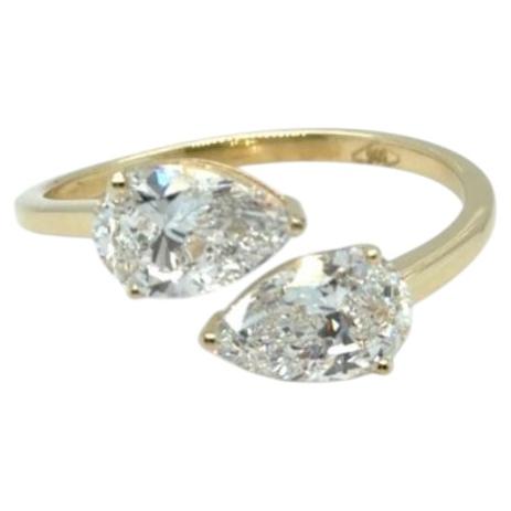 GIA Certified 3.00 Carats Pear Shape Diamonds 18K Gold Ring