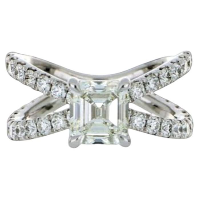 GIA Certified 3.00 Carats Square Emerald Diamond Engagement Ring 18K White Gold For Sale