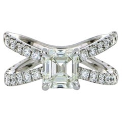 Bague de fiançailles en or blanc 18K certifiée GIA 3.00 carats diamant émeraude carrée