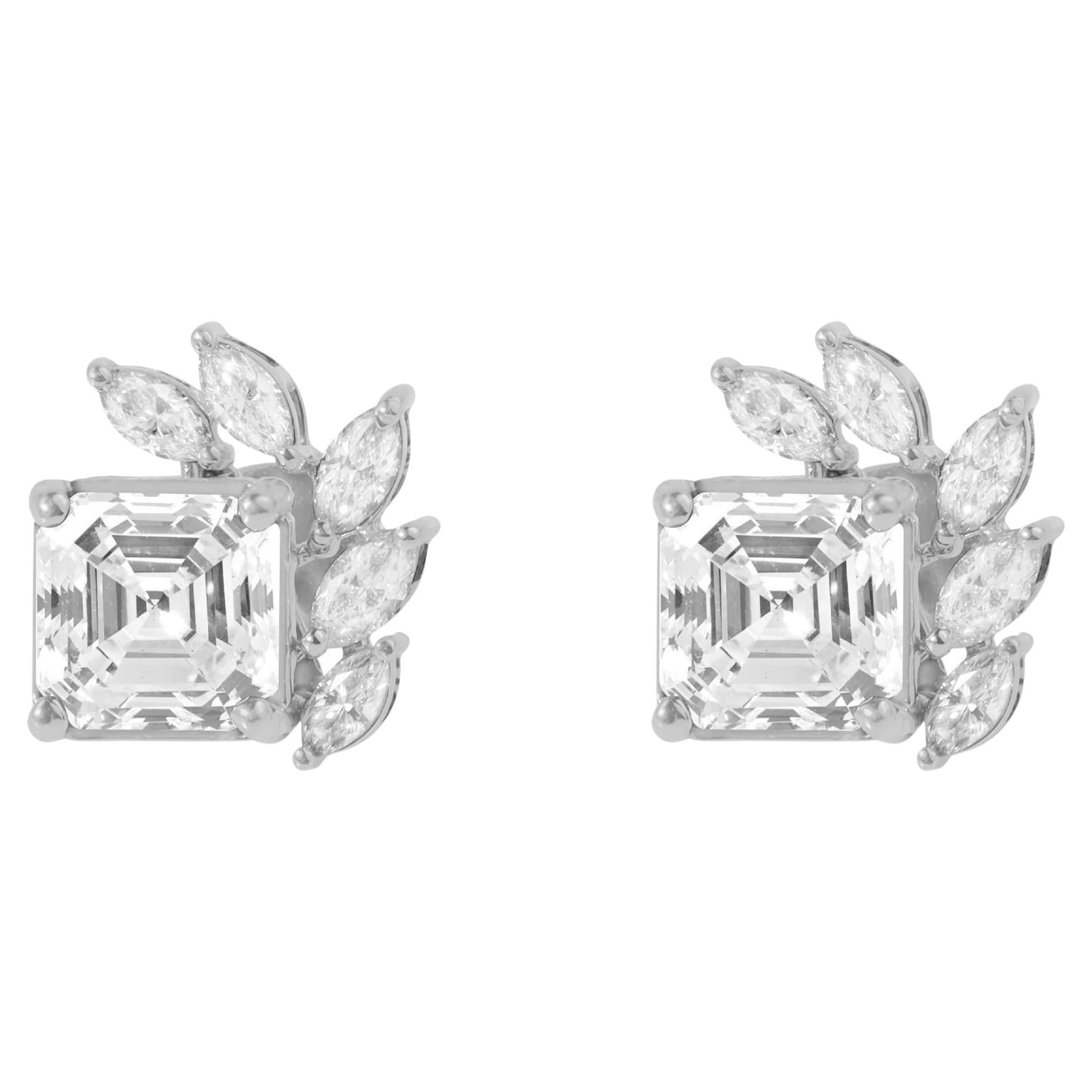 GIA-zertifizierte 3,00 ct Diamant-Halo-Ohrstecker mit Asscher-Schliff aus 18 Karat Weißgold