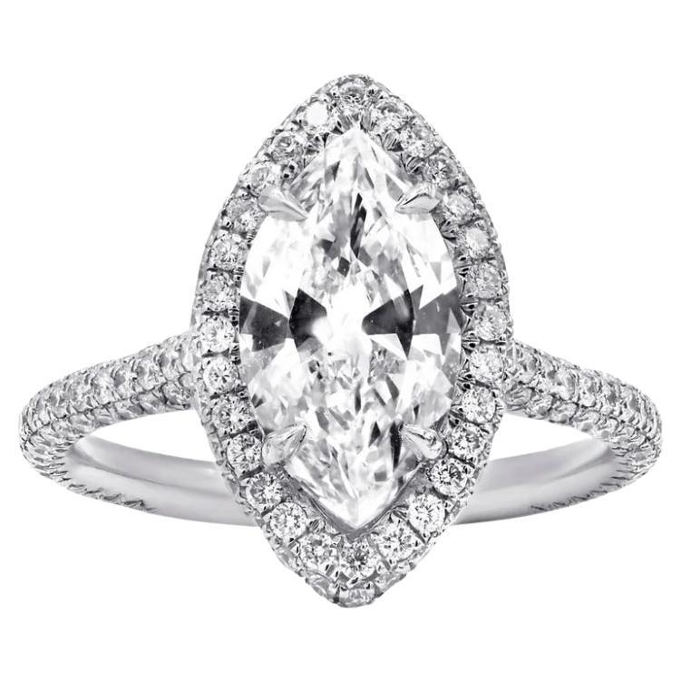 GIA zertifiziert 3,00 Ct D/VS2 Marquise Form Diamant 18K Gold Solitarie Ring