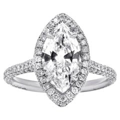 GIA zertifiziert 3,00 Ct D/VS2 Marquise Form Diamant 18K Gold Solitarie Ring