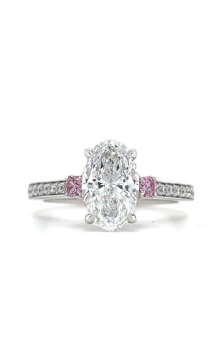 Taille ovale Bague en or 18 carats certifiée GIA 3,00 ct D/VVS1 Diamant de forme ovale en vente