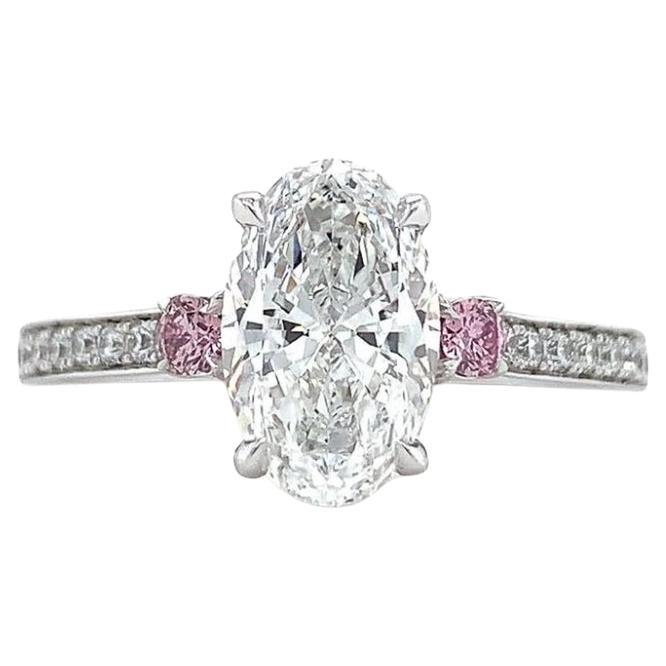 Bague en or 18 carats certifiée GIA 3,00 ct D/VVS1 Diamant de forme ovale