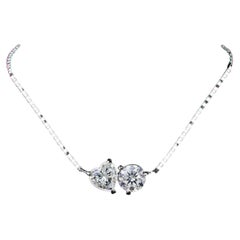 GIA zertifiziert 3,00 Ct F/VS1 Herz & Runde Toi Et Moi Diamanten Halskette 18K Gold