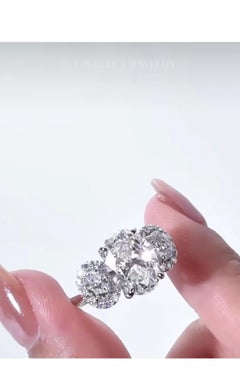 GIA Certified 3.00 Ct F/VS1 Oval Shape Diamond 18K Gold Ring