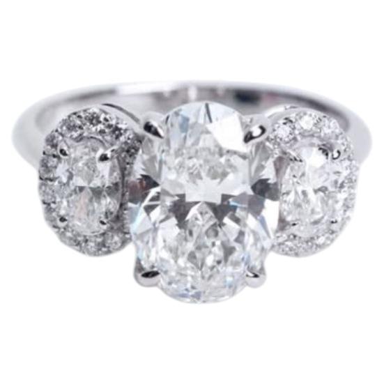 GIA Certified 3.00 Ct F/VS1 Oval Shape Diamond 18K Gold Ring